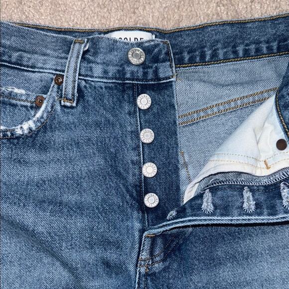 Agolde High Waist Button Fly Distressed Cutt Off Denim Parker Shorts Women's 24 - Picture 5 of 7